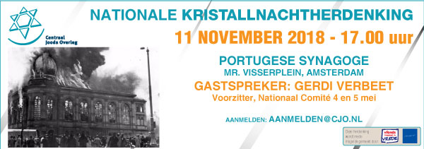 Nationale Kristallnachtherdenking – zondag 11 november 2018